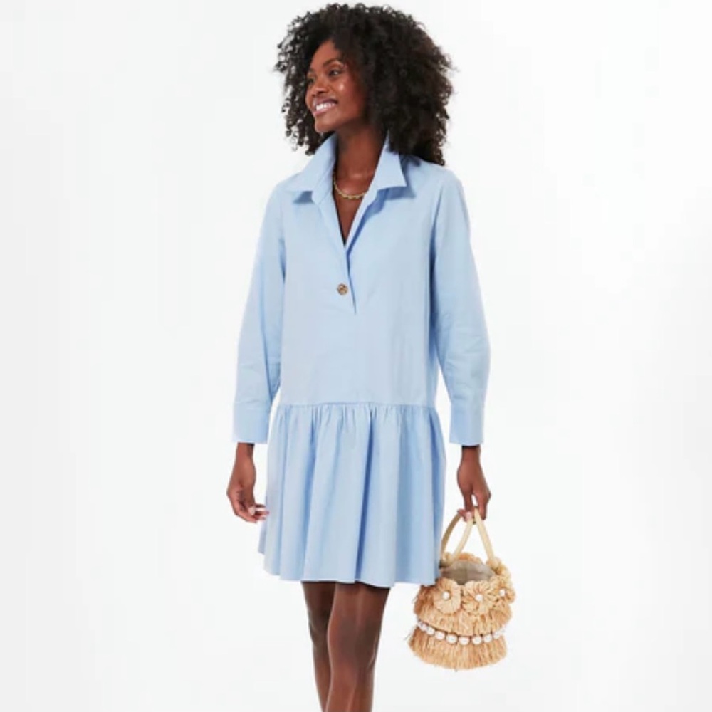 Pomander Place Cleia Light Blue Drop Waist Dress